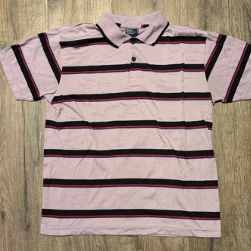 Men's Pink Striped Polo Shirt - Classic Casual